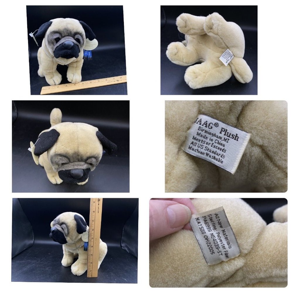 Jaag Pug Puppy Dog Plush Toy 2019 Doggie Tan & Black NWT - Picture 9 of 16